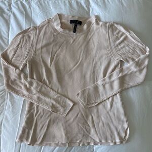 Women's Cream Ribbed Top